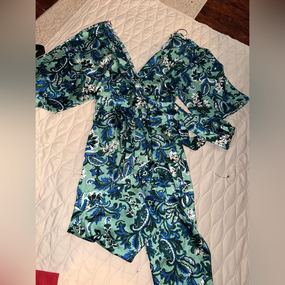 Zara Paisley Jumpsuit in Blue and Green